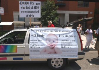 Intactivist van in Chicago Pride parade